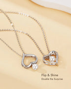 Flip Heart Pearl Pendant Necklace