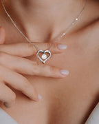 Flip Heart Pearl Pendant Necklace