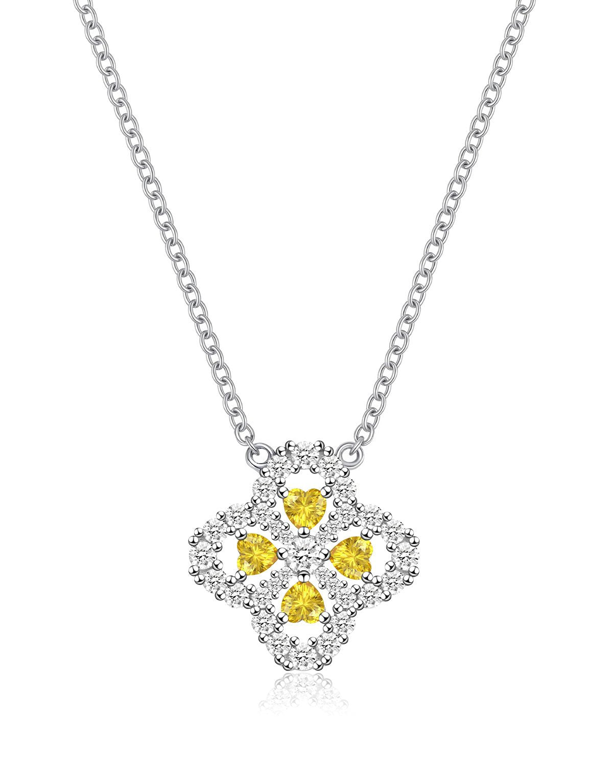 Four Leaf Clover Birthstone Necklace