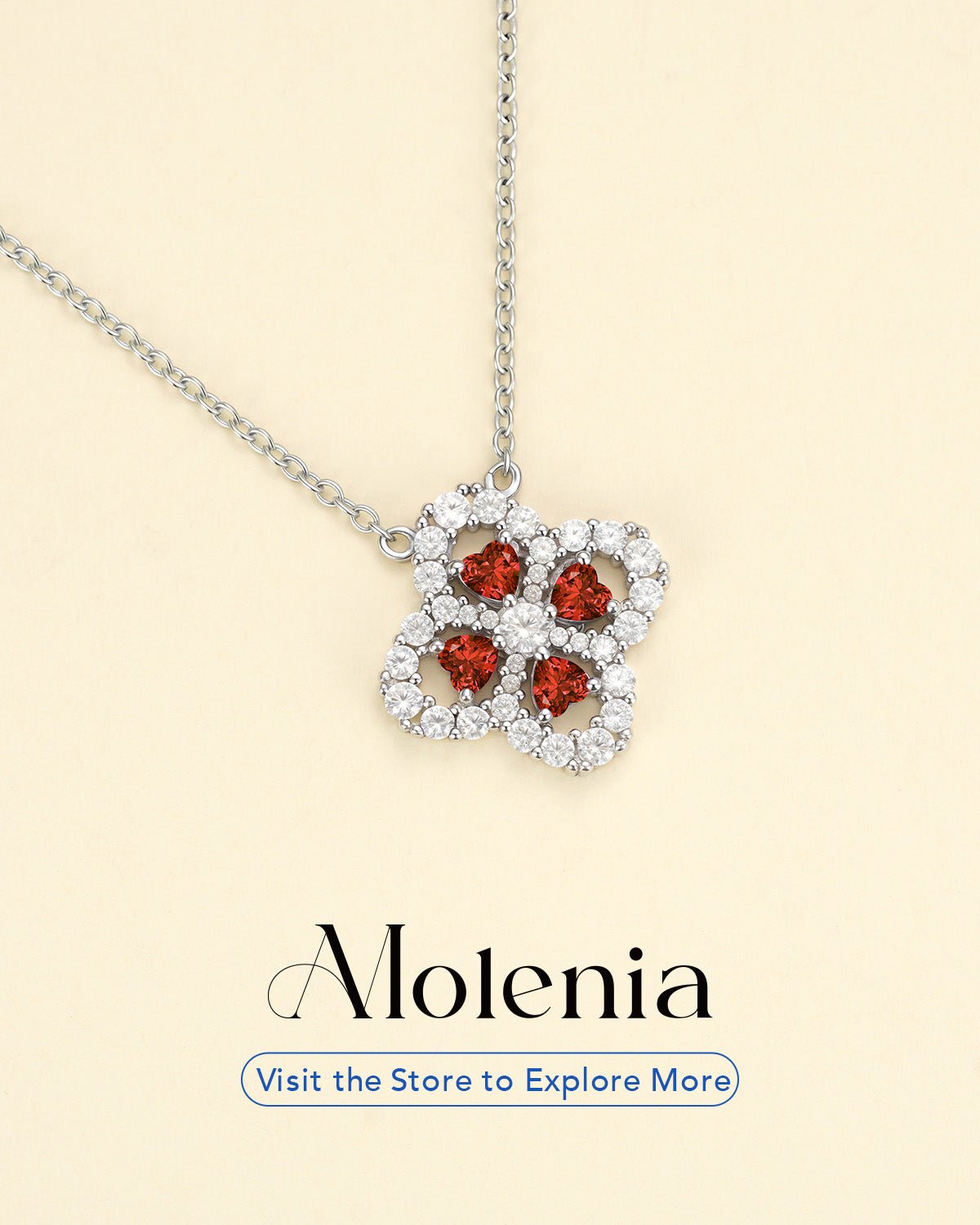 Four Leaf Clover Birthstone Necklace