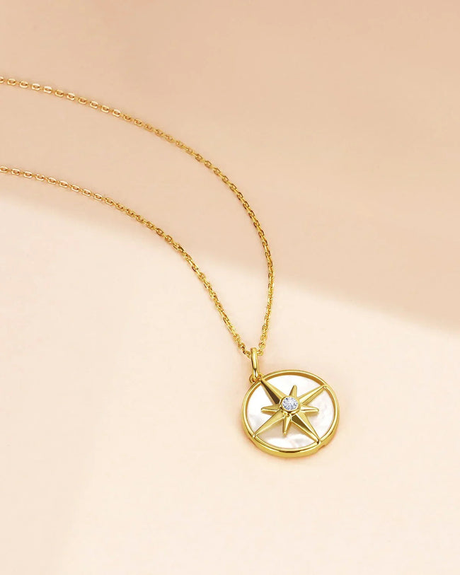 Gold Compass Necklace Main Image