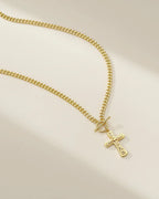 Gold Cross Necklace with Toggle Clasp