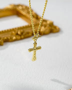 Gold Cross Necklace with Toggle Clasp