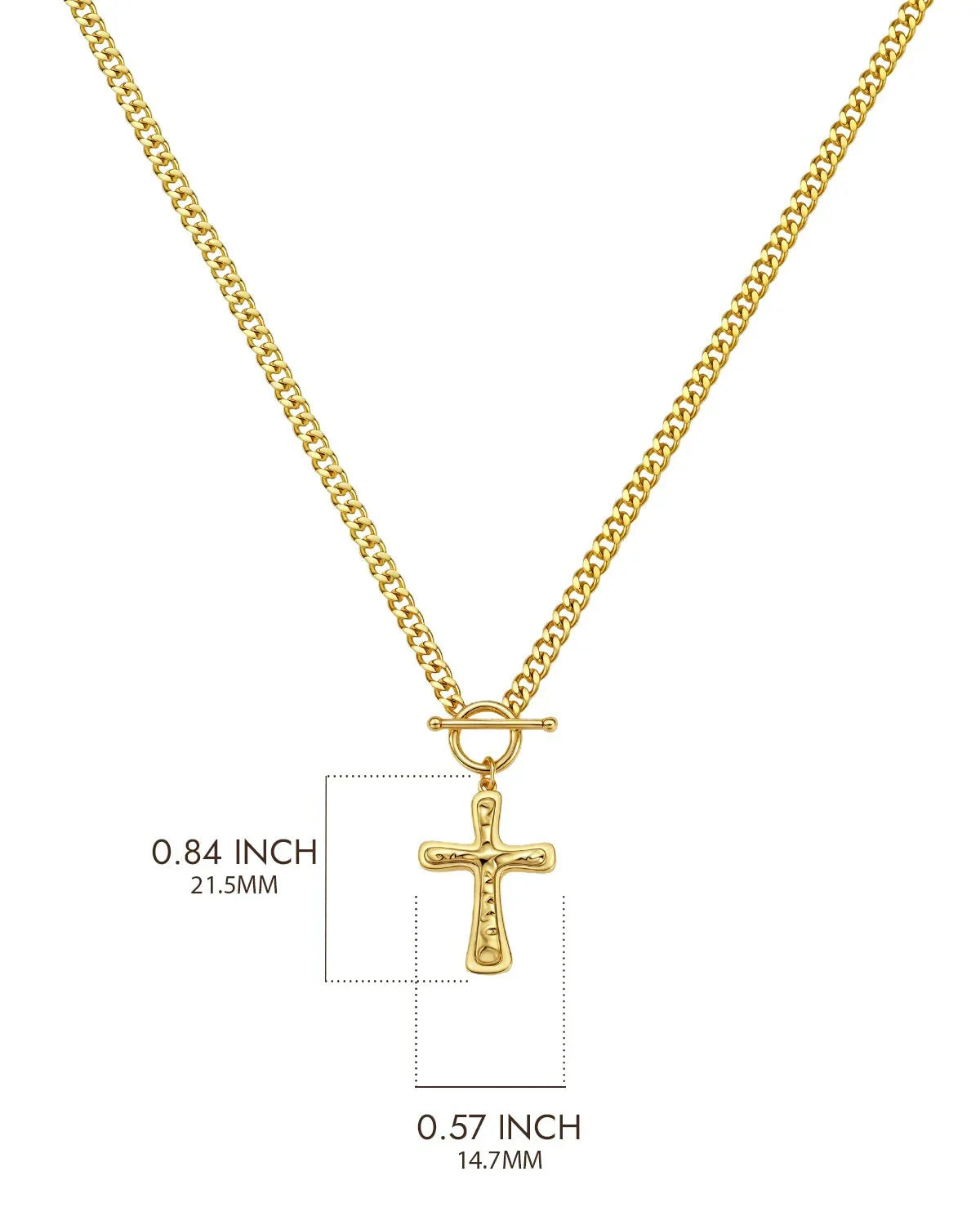 Gold Cross Necklace with Toggle Clasp