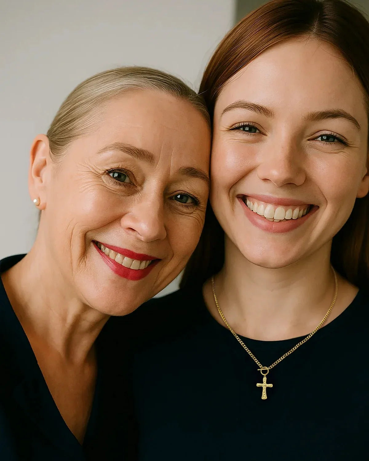 Gold Cross Necklace with Toggle Clasp