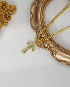 Gold Cross Necklace with Toggle Clasp