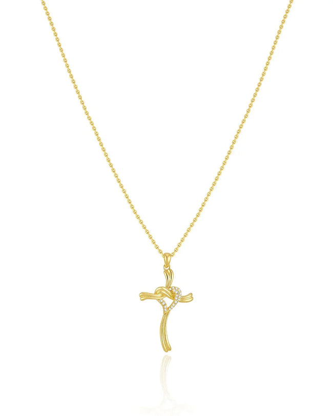 Gold Cross Pendant Necklace Hover Image