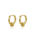 Gold Hoop Earrings with CZ Ring Charm