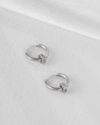 Gold Hoop Earrings with CZ Ring Charm