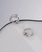 Gold Hoop Earrings with CZ Ring Charm