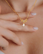 Gold Mom Necklace with Pearl