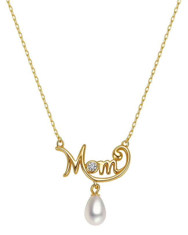 Gold Mom Necklace with Pearl Hover Image