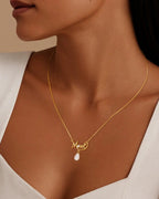 Gold Mom Necklace with Pearl