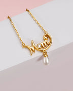 Gold Mom Necklace with Pearl