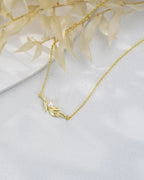 Gold Olive Branch Pearl Necklace