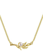 Gold Olive Branch Pearl Necklace