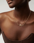 Gold Olive Branch Pearl Necklace
