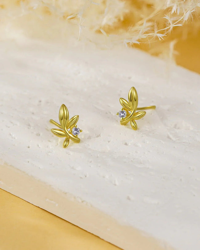 Gold Olive Leaf Bridal Earrings Main Image