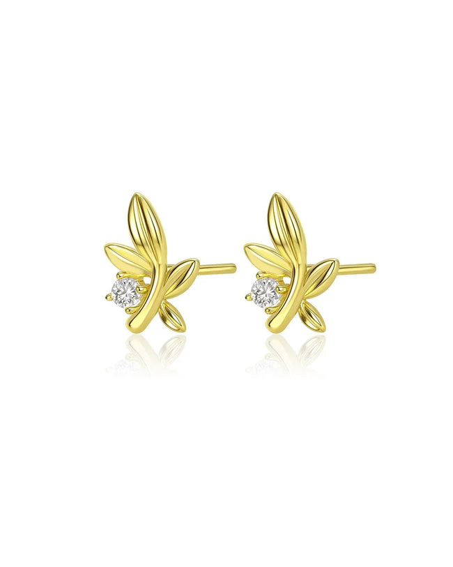 Gold Olive Leaf Bridal Earrings Hover Image