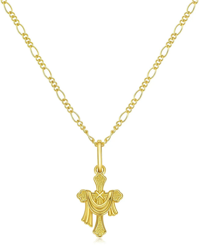 Gold Resurrection Cross Necklace Hover Image