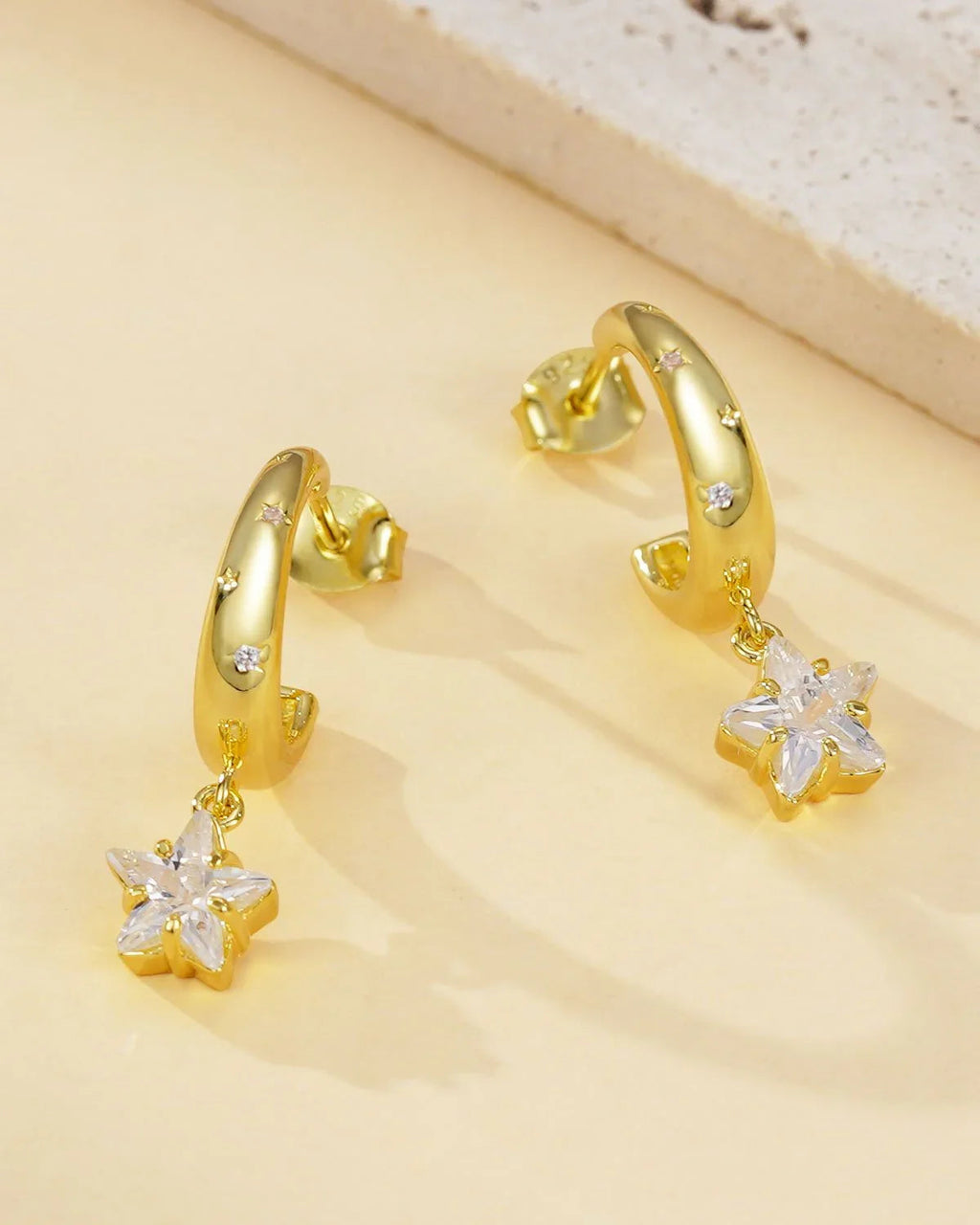 Gold Star Hoop Earrings