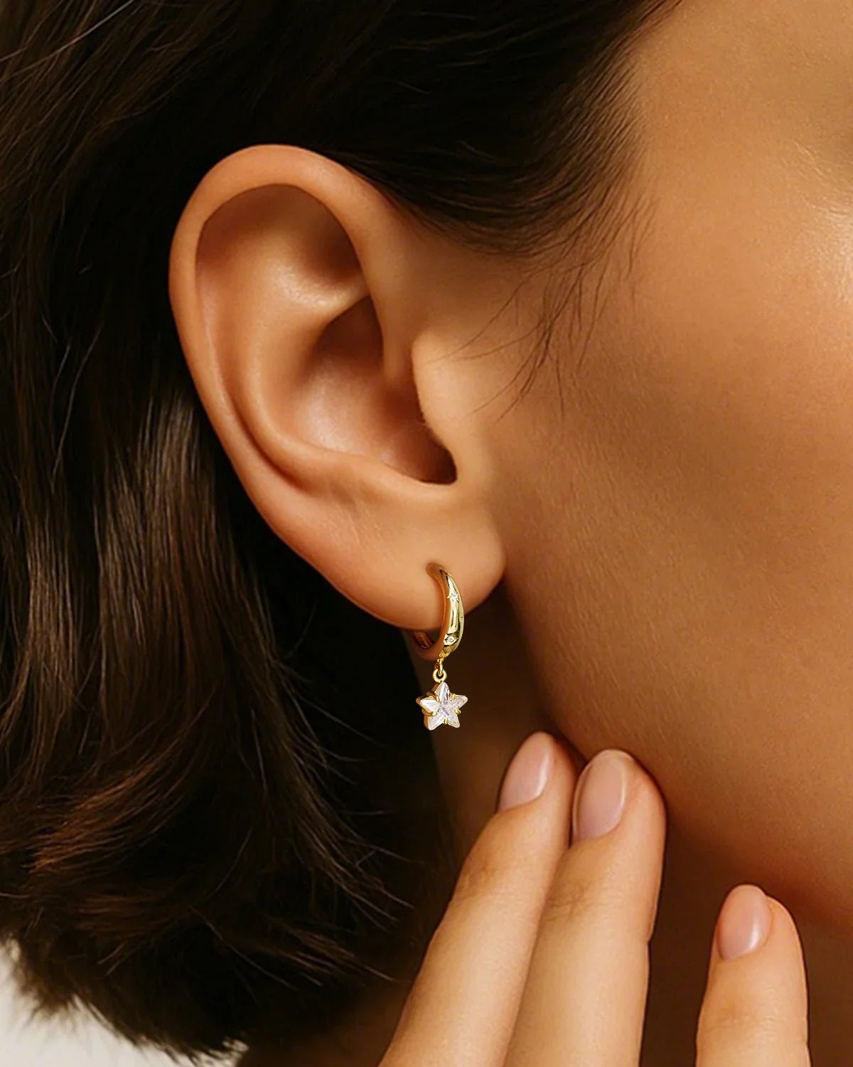 Gold Star Hoop Earrings