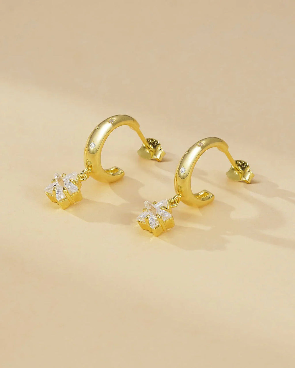 Gold Star Hoop Earrings