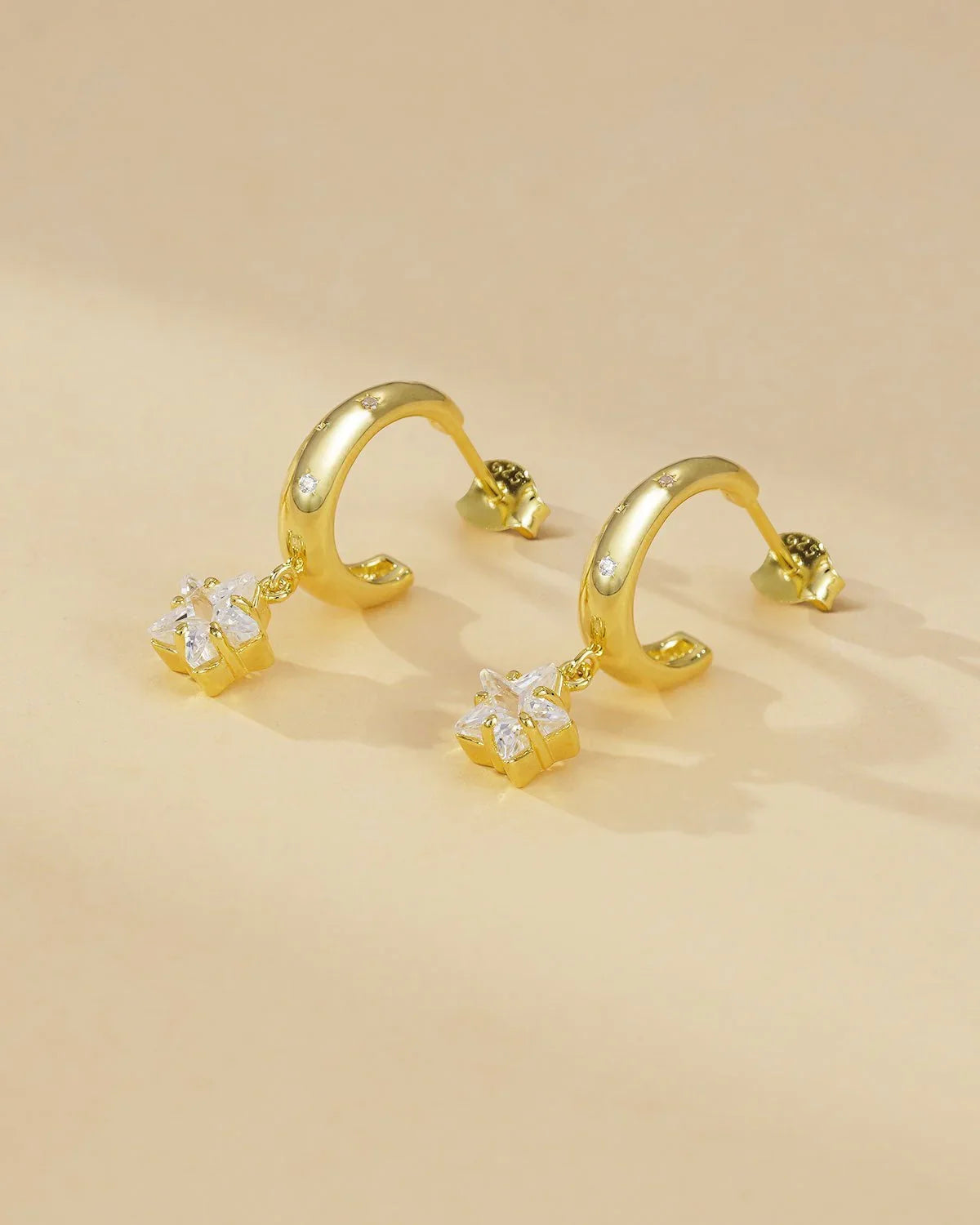 Gold Star Hoop Earrings