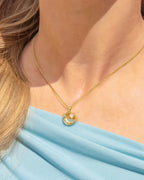 Gold Star & Moon White Opal Necklace
