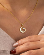 Gold Star & Moon White Opal Necklace