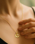 Gold Star & Moon White Opal Necklace