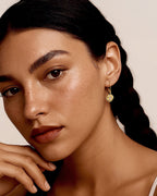 Gold Sunflower Earrings with Moonstone