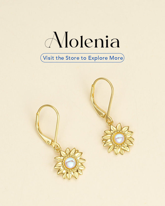 Gold Sunflower Earrings with Moonstone Main Image