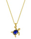 Gold Turtle Necklace with Blue Gem