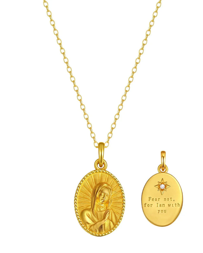 Gold Virgin Mary Necklace Hover Image