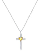 Heart Birthstone Cross Necklace