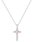 Heart Birthstone Cross Necklace