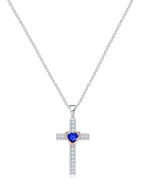 Heart Birthstone Cross Necklace