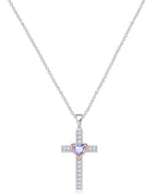 Heart Birthstone Cross Necklace