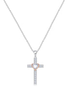 Heart Birthstone Cross Necklace
