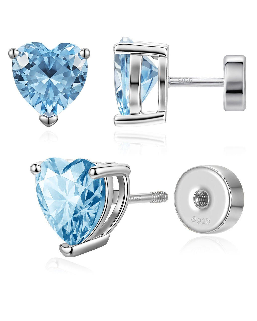 Heart Birthstone Flat Back Earrings