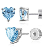 Heart Birthstone Flat Back Earrings