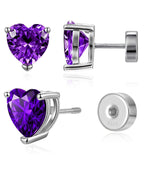 Heart Birthstone Flat Back Earrings