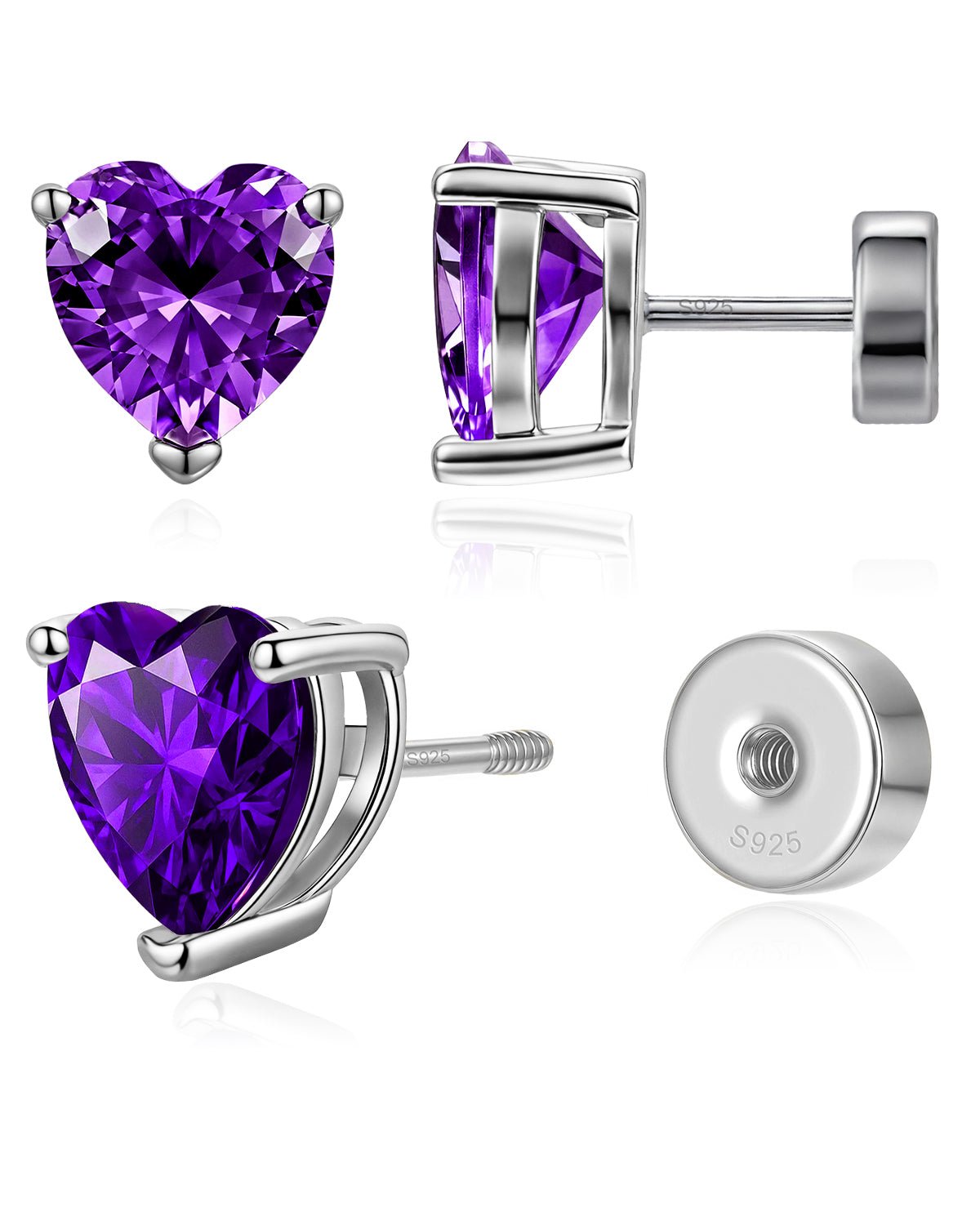 Heart Birthstone Flat Back Earrings