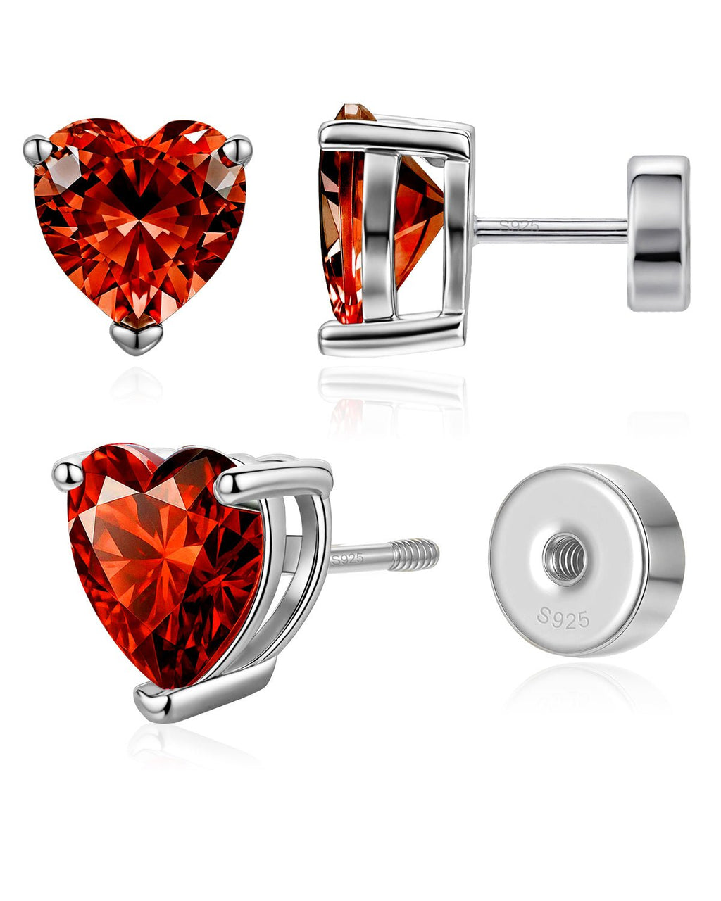 Heart Birthstone Flat Back Earrings