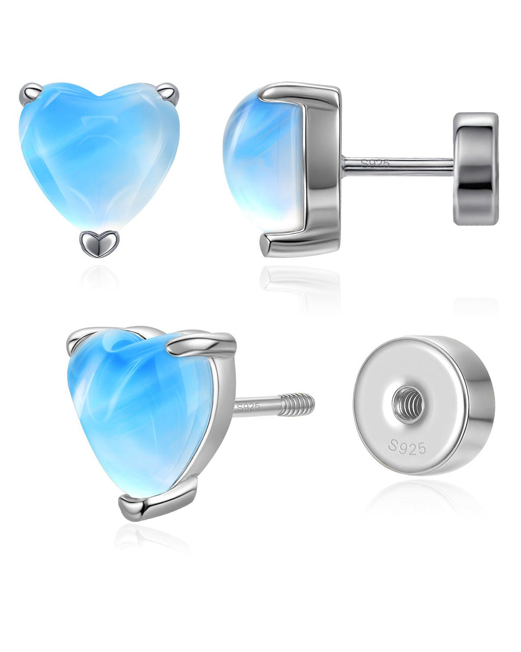 Heart Birthstone Flat Back Earrings