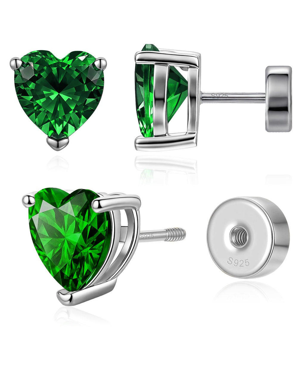 Heart Birthstone Flat Back Earrings