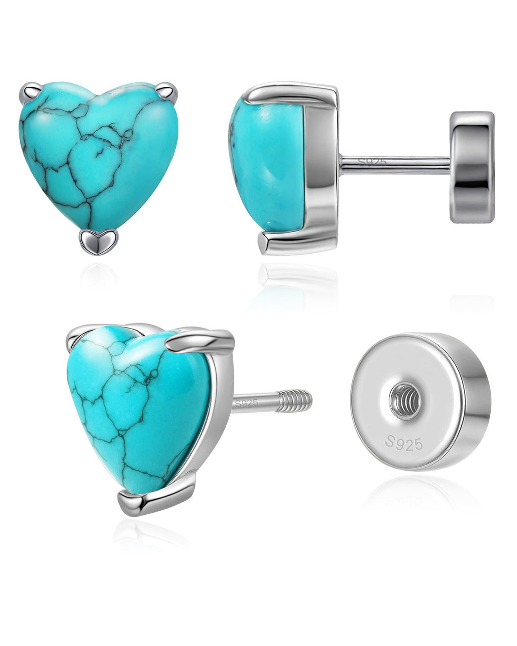 Heart Birthstone Flat Back Earrings