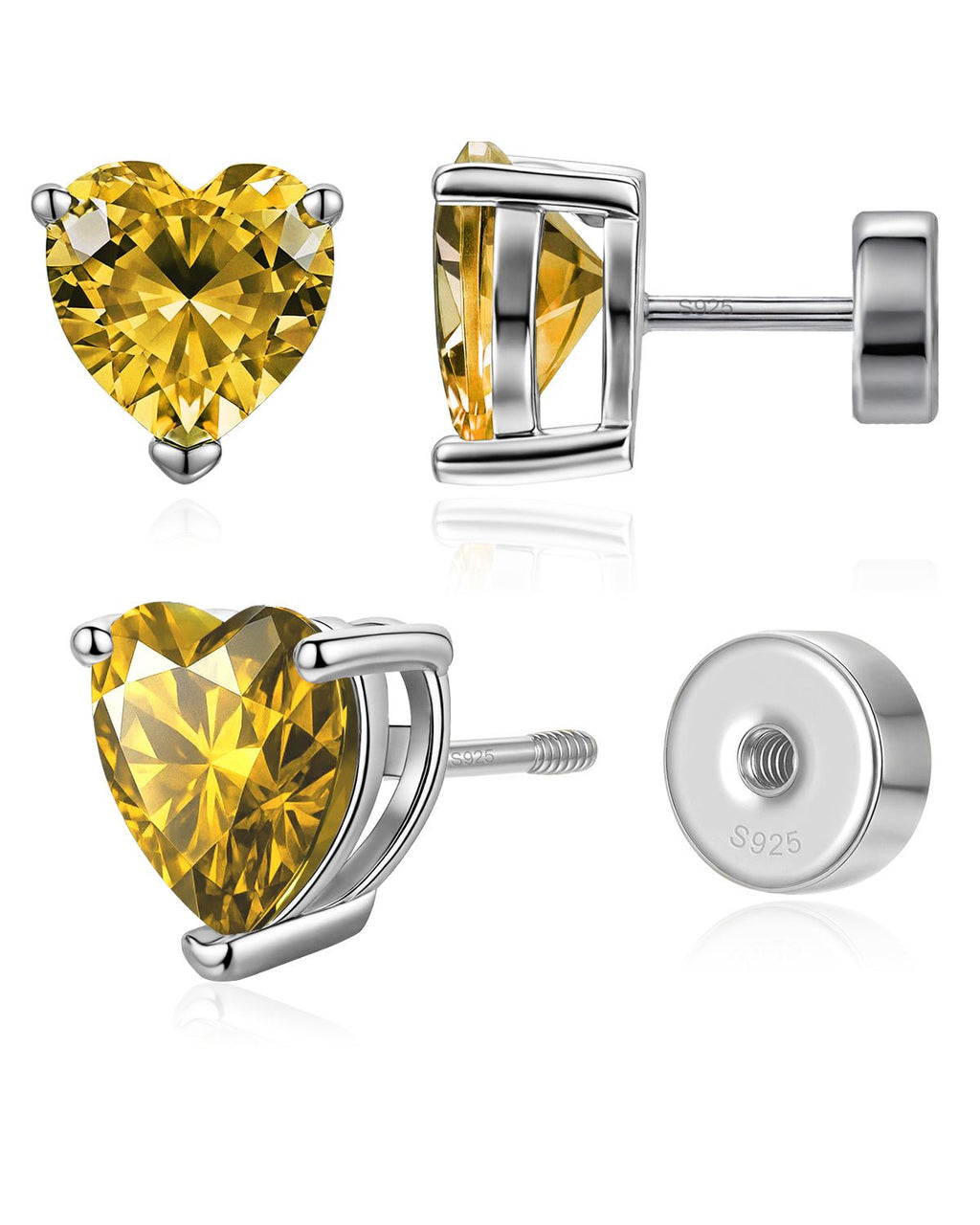 Heart Birthstone Flat Back Earrings