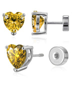 Heart Birthstone Flat Back Earrings